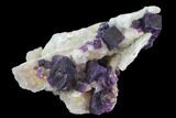 Dark Purple Cubic Fluorite on Druzy Quartz - China #94316-1
